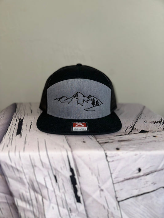 Embroidered Mountains Hat - Black