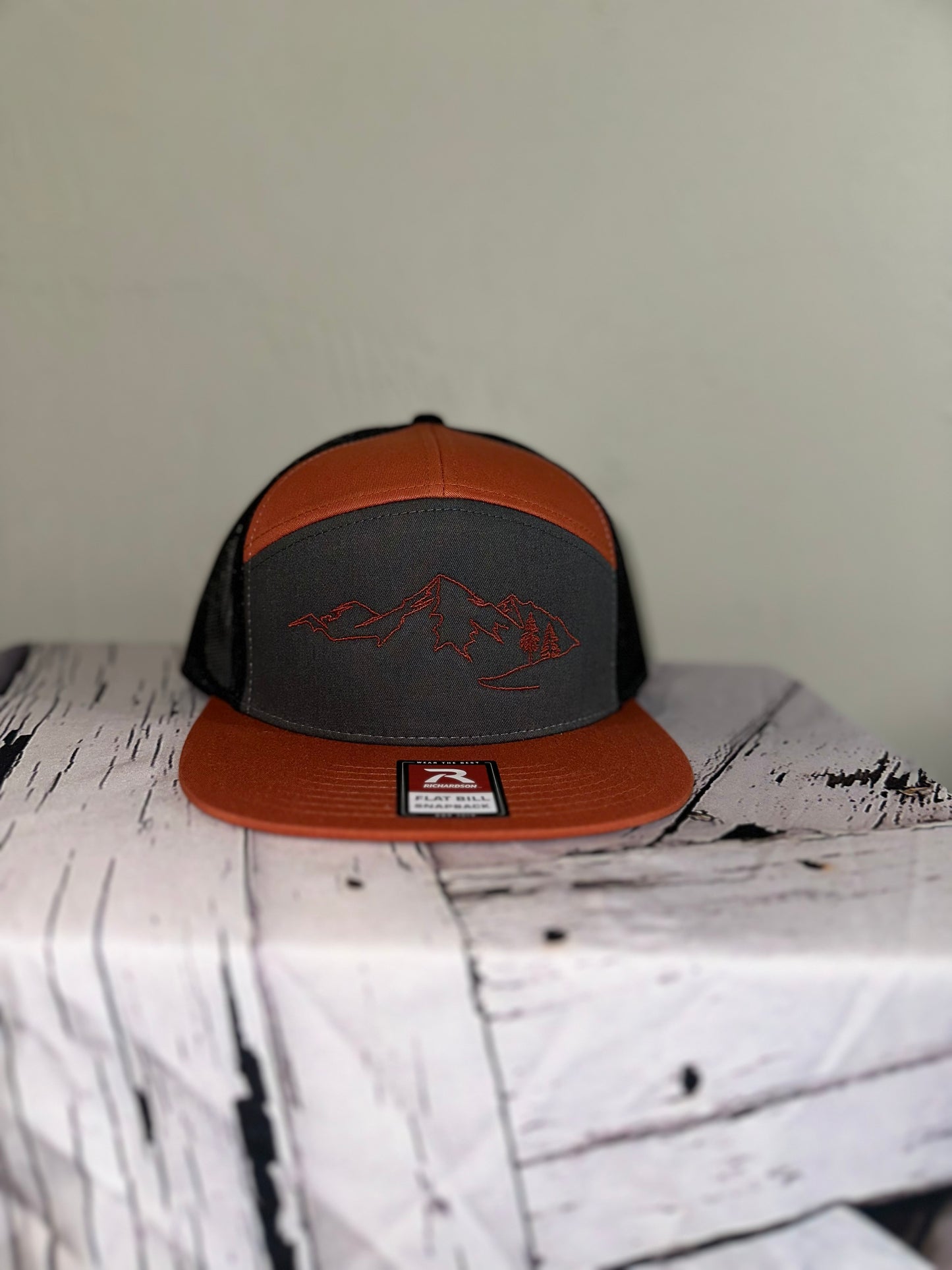 Embroidered Mountains Hat - Rust